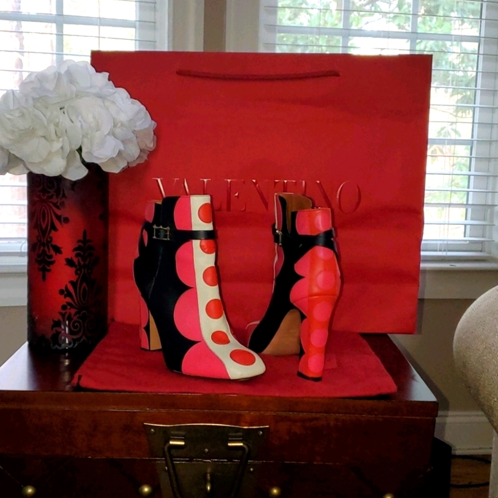 Valentino Red/Pink/Black/ White  Booties